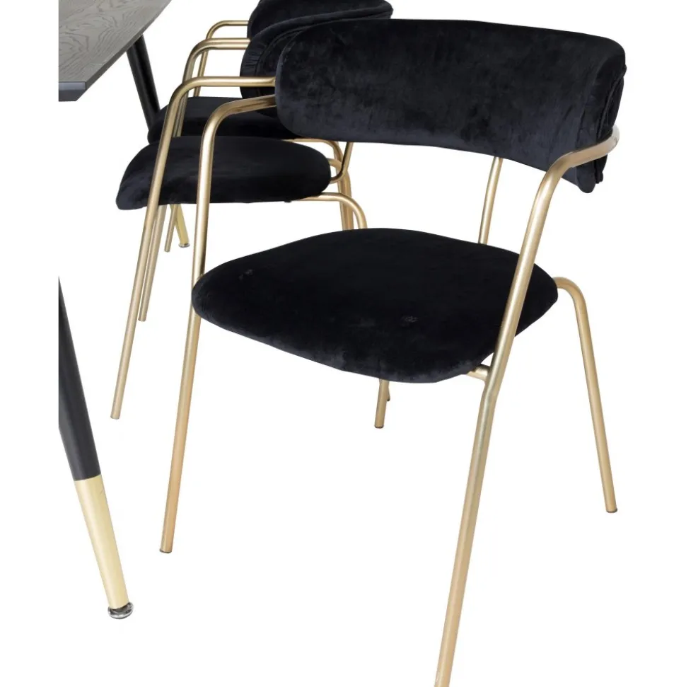 Tell karmstol - Svart/mässing