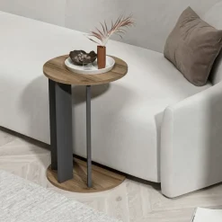 Telstar sidobord Ø34 cm - Valnöt/antracit