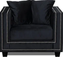 Tempel fåtölj med nitar - Svart sammet