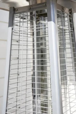 Terassvärmare 190 cm hög - Svart/Silver + Textilskydd för utemöbler