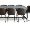 Texas matgrupp med 8 st Texas matstolar Brun PU + Texas matbord betong 200x100 cm + 8.00 x Stolsdyna