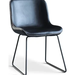 Texas stol i svart PU med ljus kontrastsöm