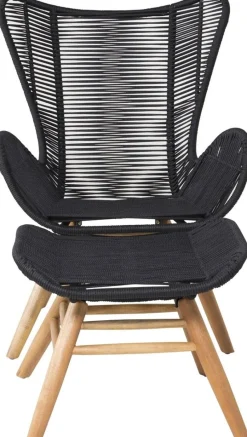 Tingeling fåtölj - Svart/Natur + Textilskydd för utemöbler