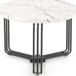 Tisvilde soffbord Ø55 cm - Vit marmor/svart