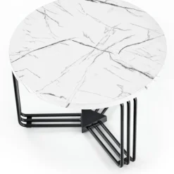 Tisvilde soffbord Ø55 cm - Vit marmor/svart