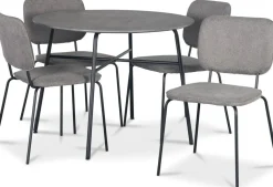 Tofta matgrupp Ø100 cm bord i betongimitation + 4 st Lokrume grå stolar + 3.00 x Möbeltassar