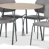 Tofta matgrupp Ø100 cm bord i ljust trä + 4 st Lokrume grå stolar + 3.00 x Möbeltassar