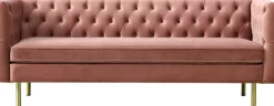 Toto 3-sits rosa soffa med guldiga ben