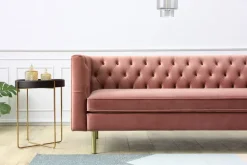 Toto 3-sits rosa soffa med guldiga ben