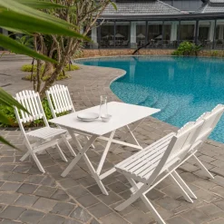 Trädgårdssoffa Vit - Haväng + Textilskydd för utemöbler