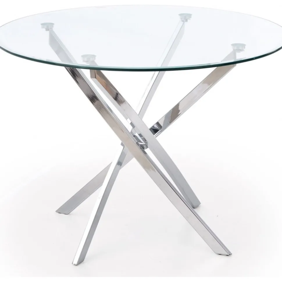 Trend runt glasbord Ø100 cm med kromat underrede + Möbeltassar