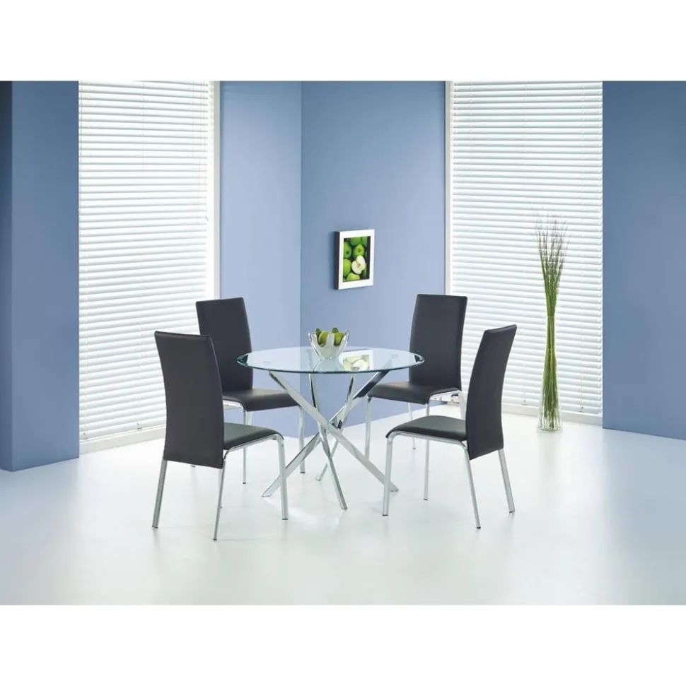 Trend runt glasbord Ø100 cm med kromat underrede + Möbeltassar