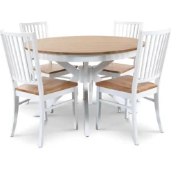 Tromsö runt matbord 120 cm - Vit / Ek + Möbeltassar