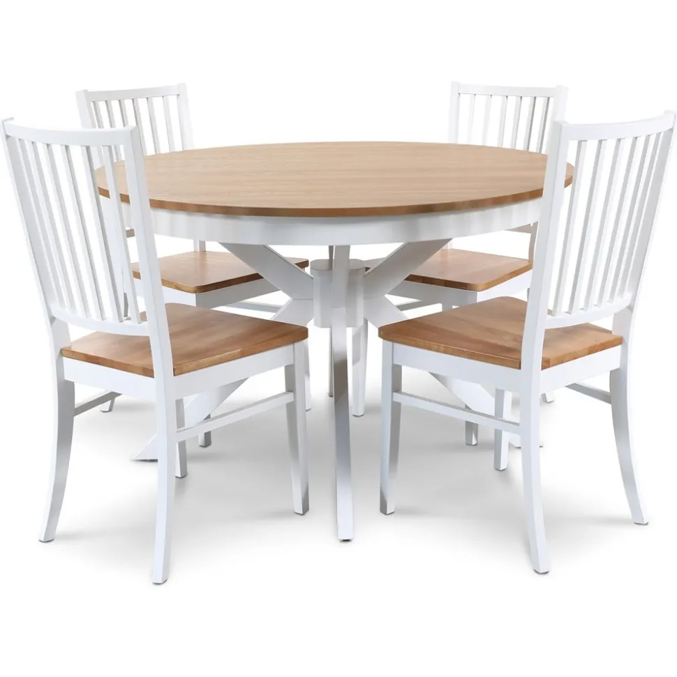Tromsö runt matbord 120 cm - Vit / Ek + Möbeltassar