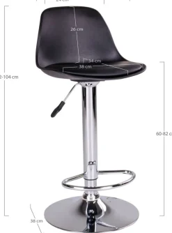 Trondheim Barstol - Svart/krom