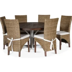 Tuva runt matbord Ø120 cm - Brun / Vit