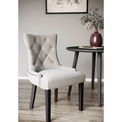 Tuva stol beige tyg med svarta ben