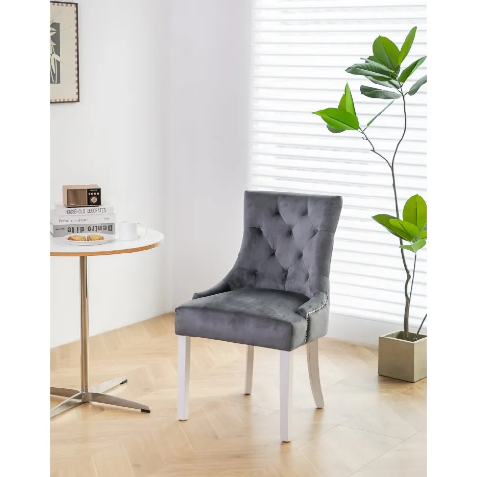 Tuva Stol i grå sammet + Möbeltassar