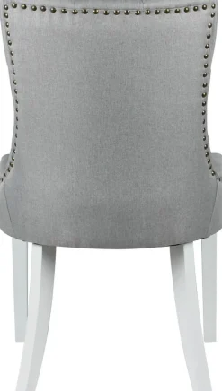 Tuva stol i grått tyg med vita ben