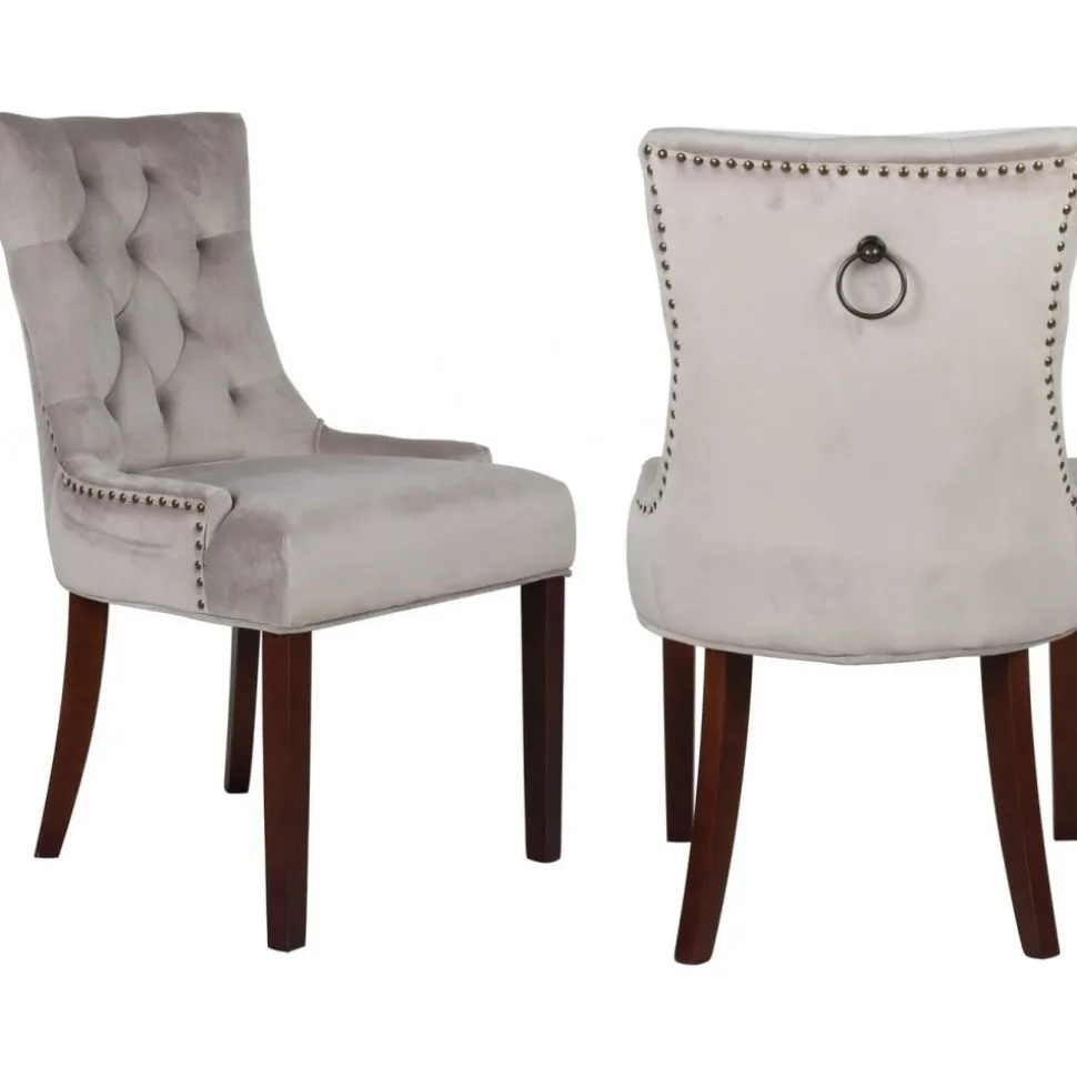 Tuva stol med handtag i ryggen - Gråbeige