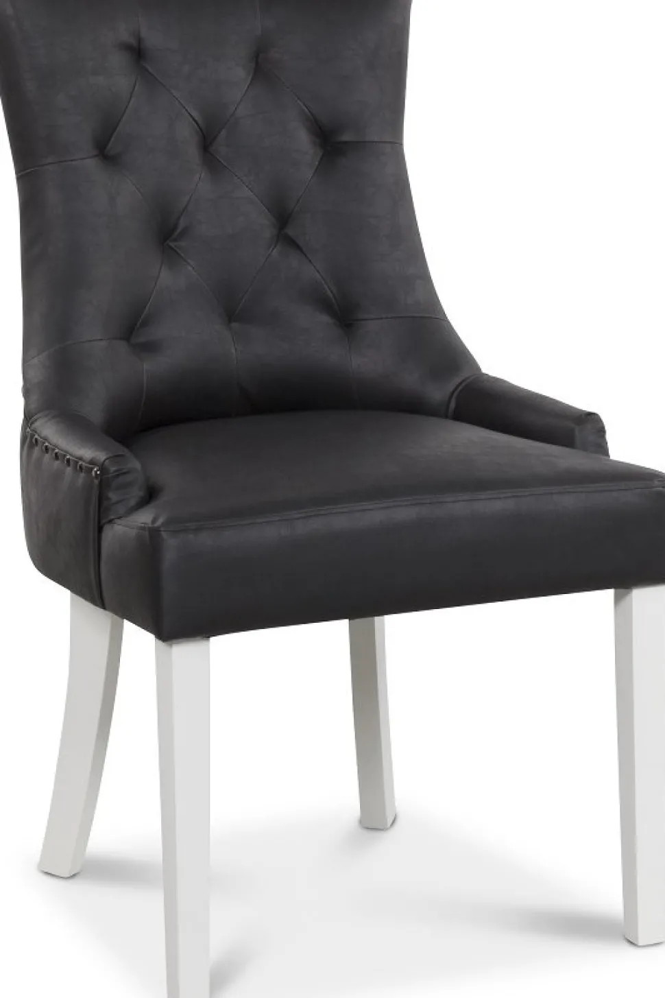 Tuva stol, Svart PU - Vita ben + Fläckborttagare för möbler