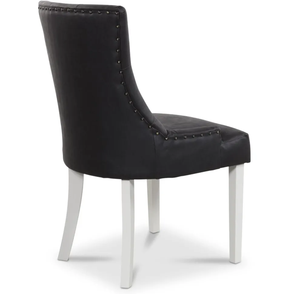 Tuva stol, Svart PU - Vita ben + Fläckborttagare för möbler