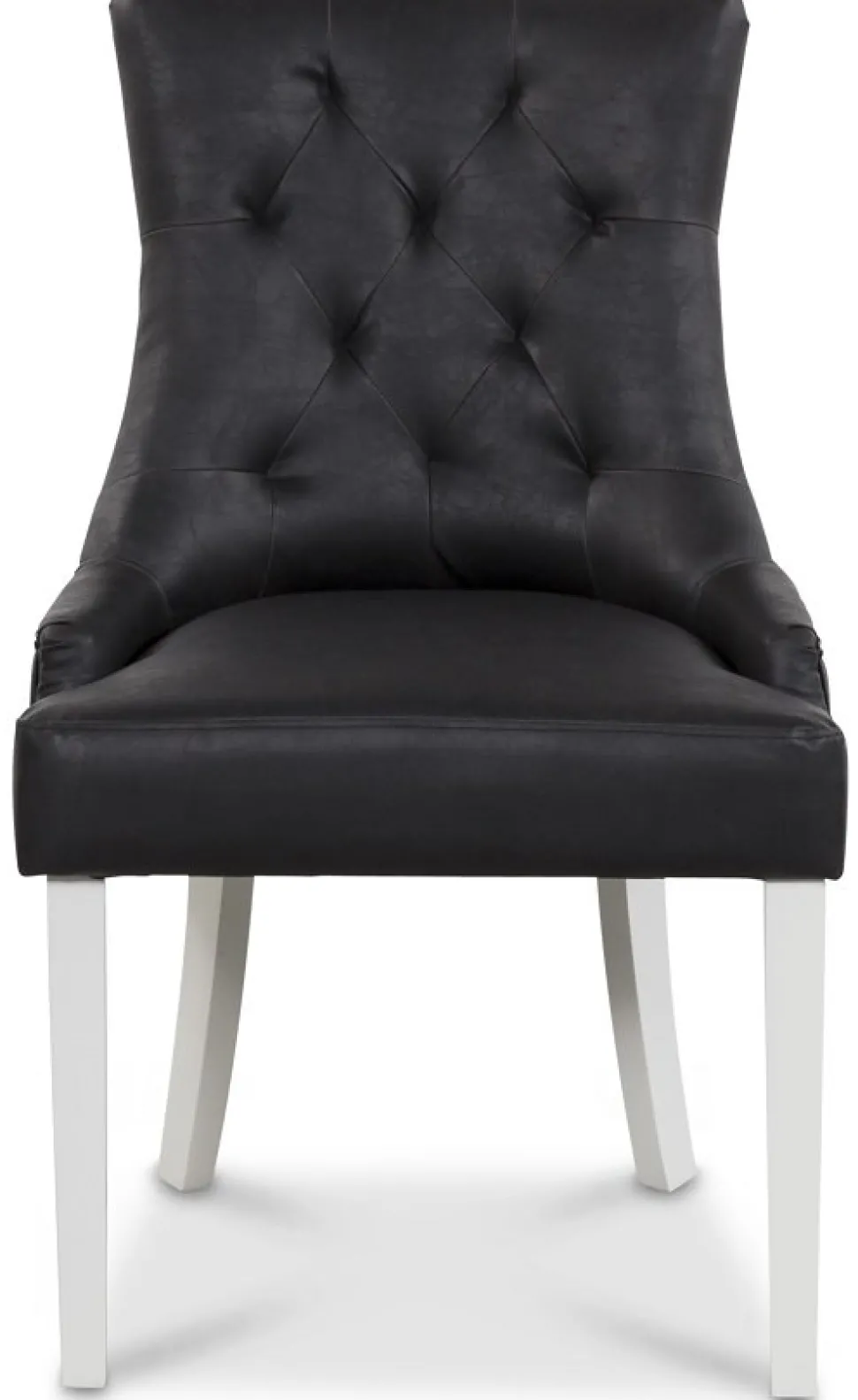 Tuva stol, Svart PU - Vita ben