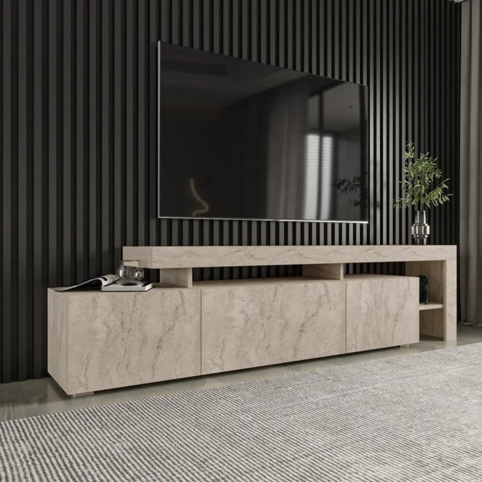 TV-bänk Beliz i travertin - 192 cm