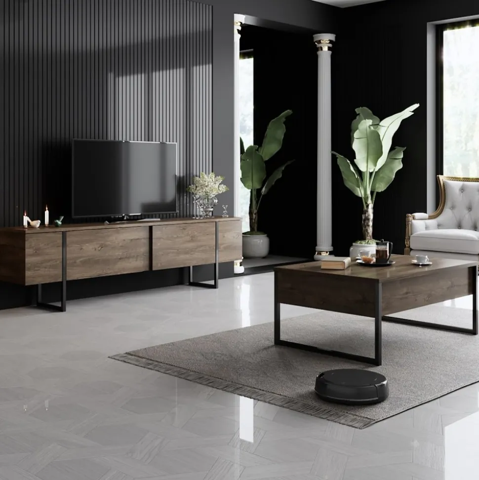 TV-bänk Lux i valnöt - 180 cm