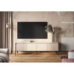 TV-bänk med LED - Beige/svart