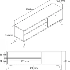TV-bänk Retro i ek - 120 cm