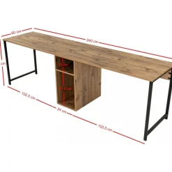 Twin skrivbord - Furu/svart