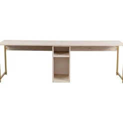 Twin skrivbord - Travertin/guld