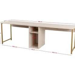 Twin skrivbord - Travertin/guld