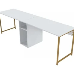 Twin skrivbord - Vit/guld