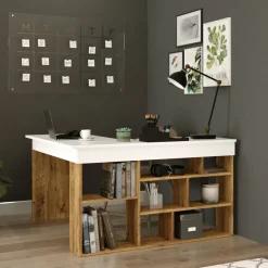 Tywin hörnskrivbord 129x120 cm - Furu/vit