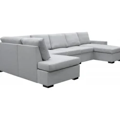 U-soffa med förvaring 367 cm grå + Textilrengöring för möbler