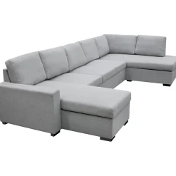 U-soffa med förvaring 367 cm grå + Textilrengöring för möbler