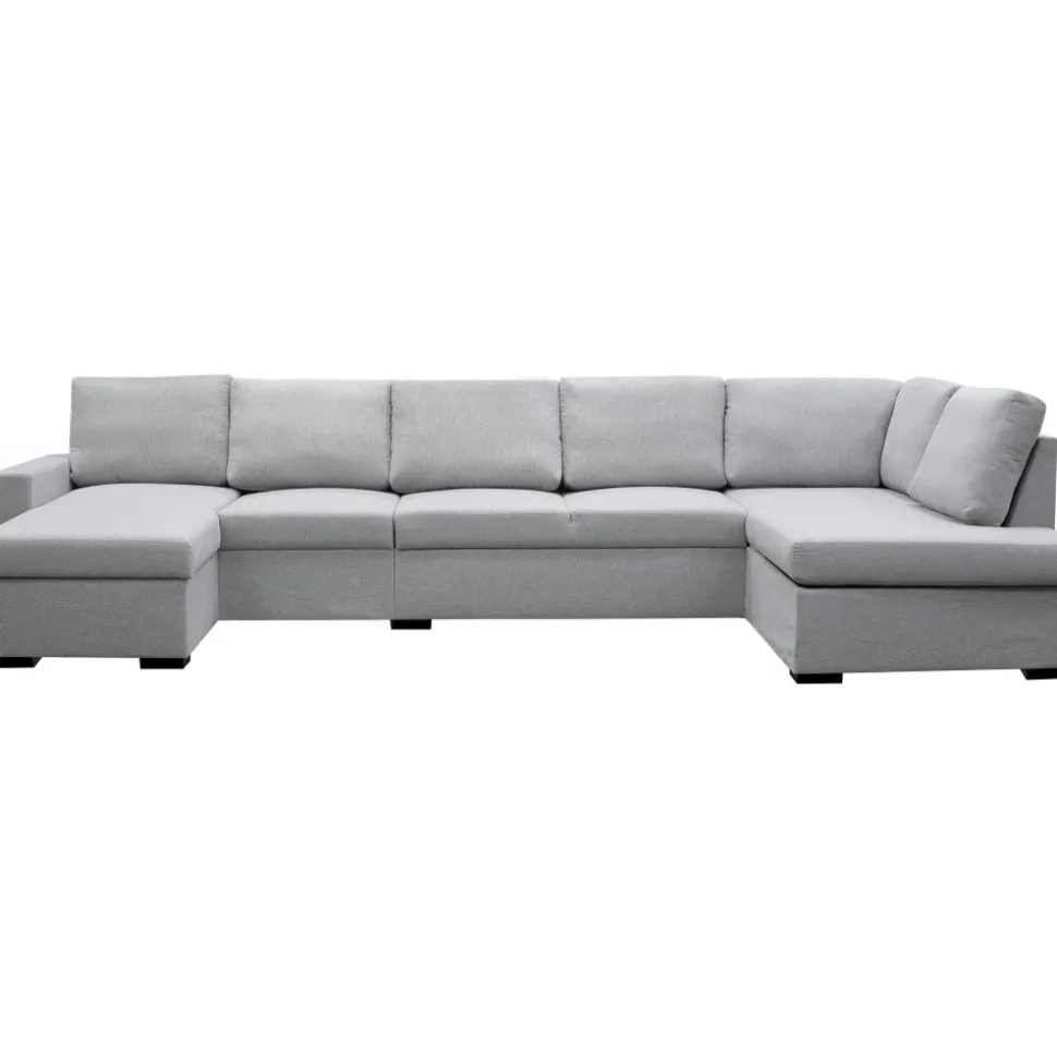 U-soffa med förvaring 367 cm grå + Fläckborttagare för möbler