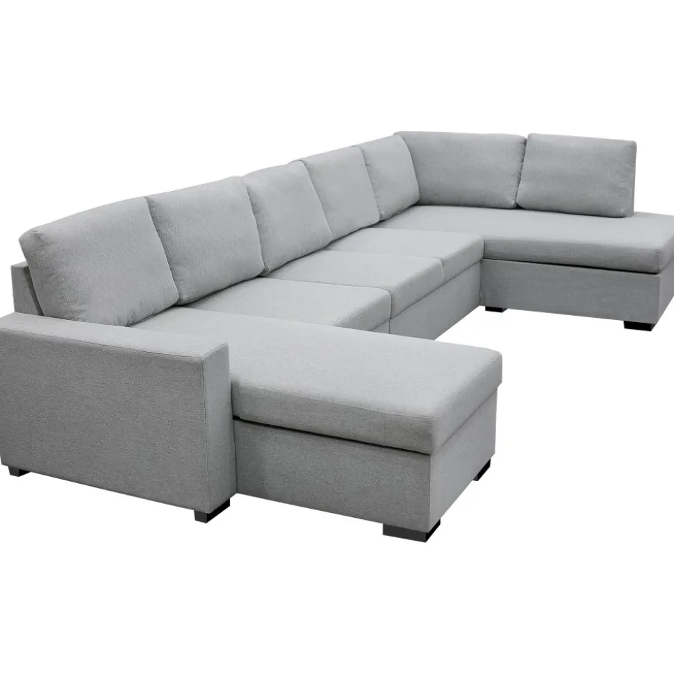 U-soffa med förvaring 367 cm grå + Fläckborttagare för möbler