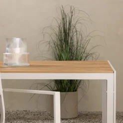 Utebord 205 x 90 cm beige / Teaklook - Copacabana + Textilskydd för utemöbler