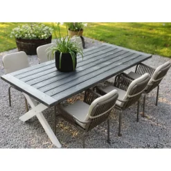 Utebord 220x100 cm Vit/grå - Oxford + Textilrengöring för möbler