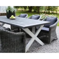 Utebord 220x100 cm Vit/grå - Oxford + Fläckborttagare för möbler