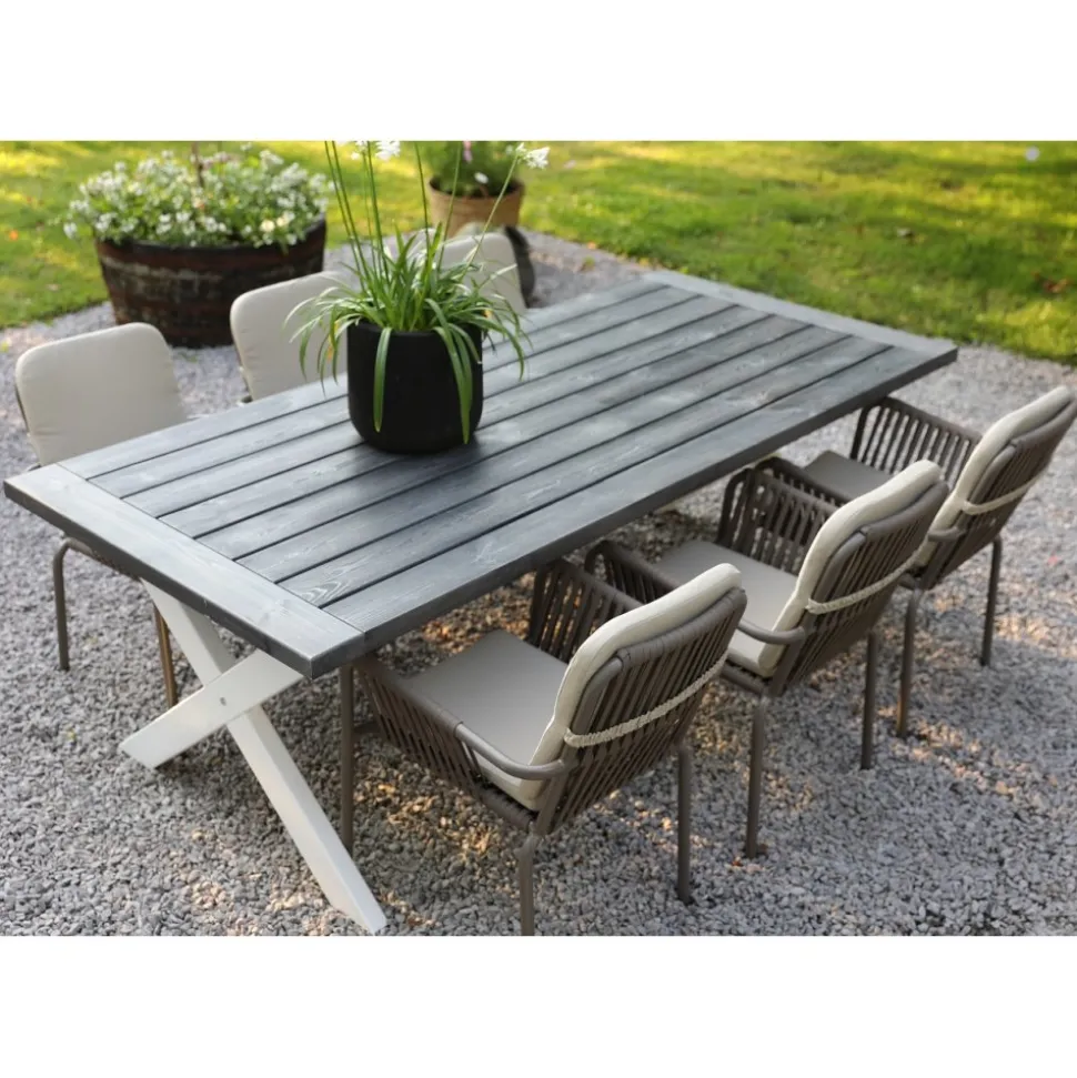 Utebord 220x100 cm Vit/grå - Oxford + Fläckborttagare för möbler