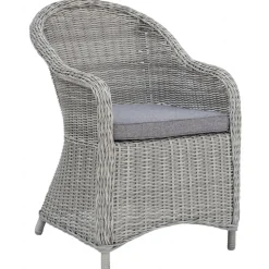 Utefåtölj grå rotting med dyna - Mercury