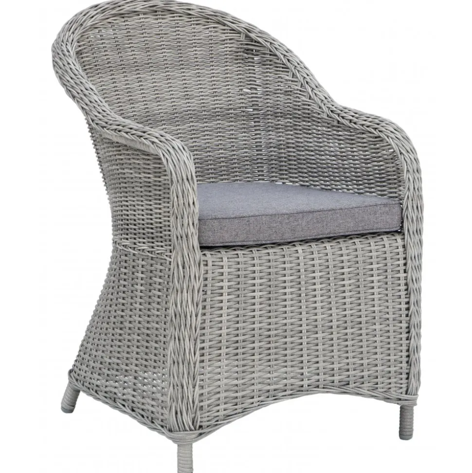 Utefåtölj grå rotting med dyna - Mercury