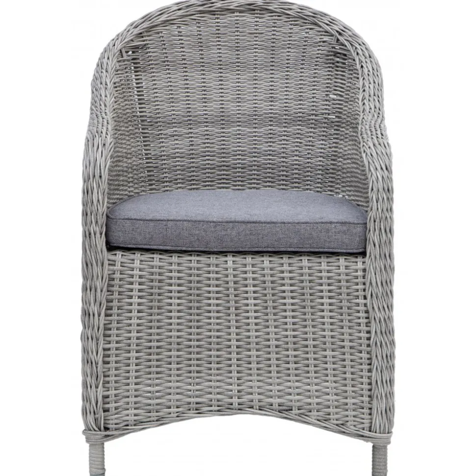 Utefåtölj grå rotting med dyna - Mercury