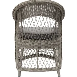 Utefåtölj grå/rotting - Marbella + Textilskydd för utemöbler