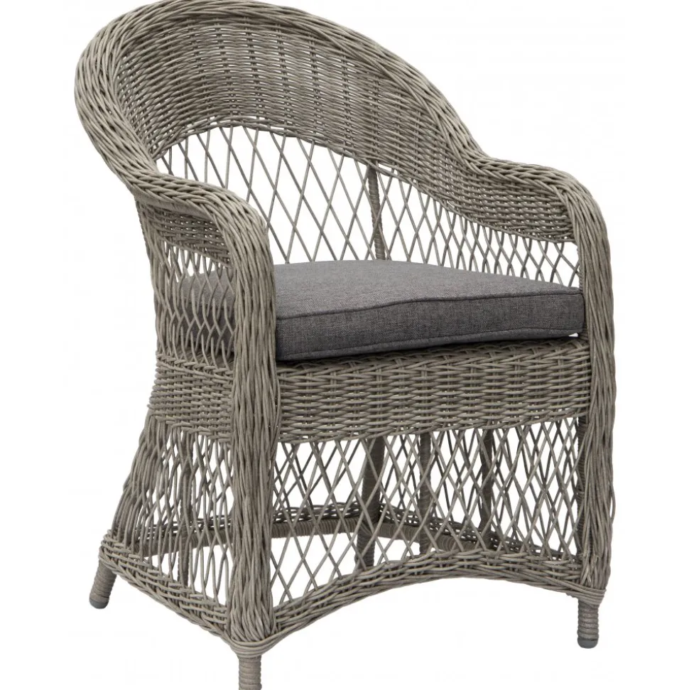 Utefåtölj grå/rotting - Marbella + Textilskydd för utemöbler