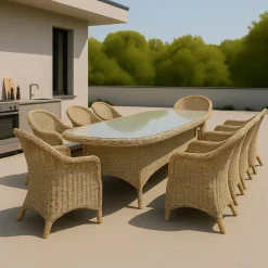 Utefåtölj i beige rotting - Mercury